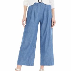 J Crew High Rise Wide Leg Chambray Pants Pull On 6